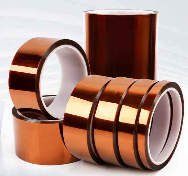 Close-up view of 50μm polyimide film tape showing material texture and flexibility